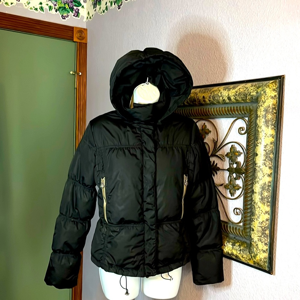 Authier ski & snow black down zip/ hooded jacket Sz 8